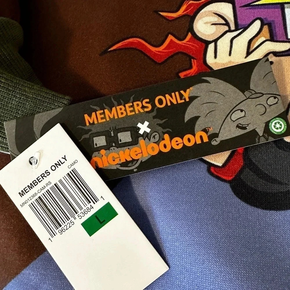 Members Only Nickelodeon Pullover Hoodie New Mens L SpongeBob Arnold Rugrats - Picture 8 of 14